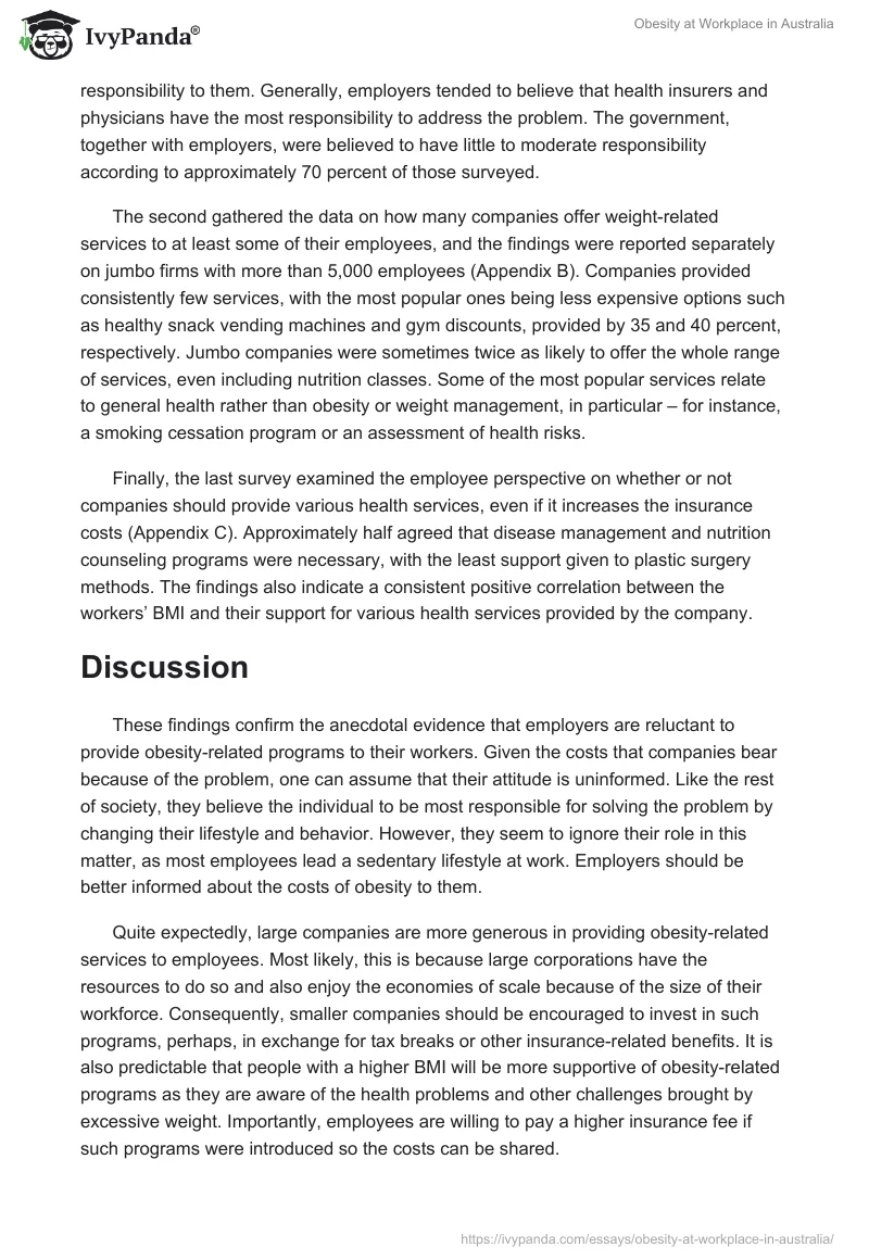 Obesity at Workplace in Australia. Page 3