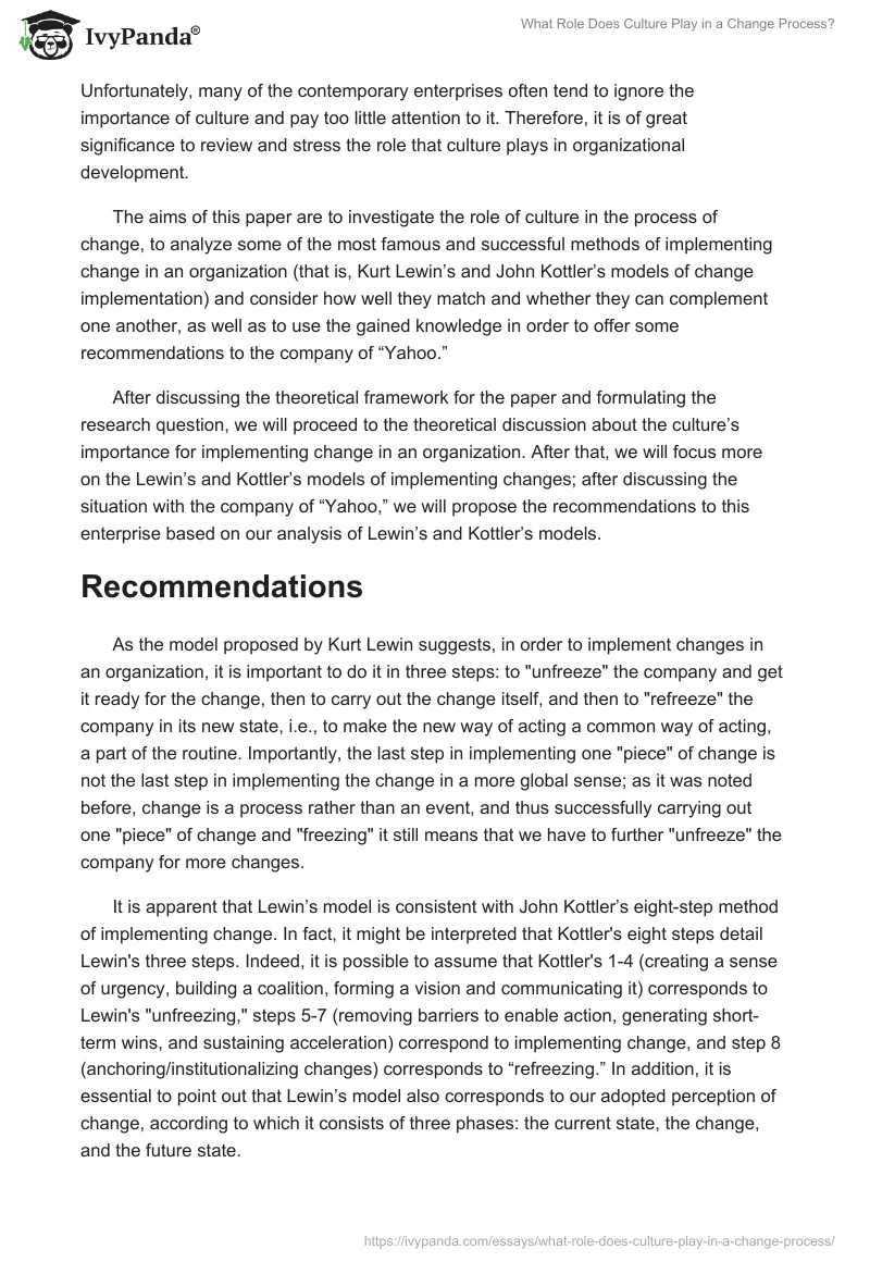 What Role Does Culture Play in a Change Process?. Page 2