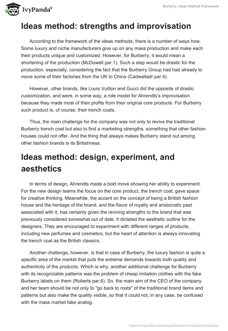 Burberry: Ideas Method Framework. Page 2