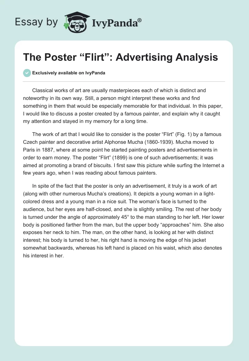 The Poster “Flirt”: Advertising Analysis. Page 1