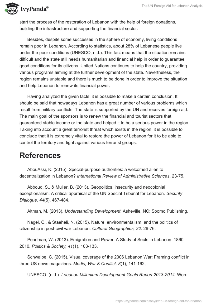 The UN Foreign Aid for Lebanon Analysis. Page 3