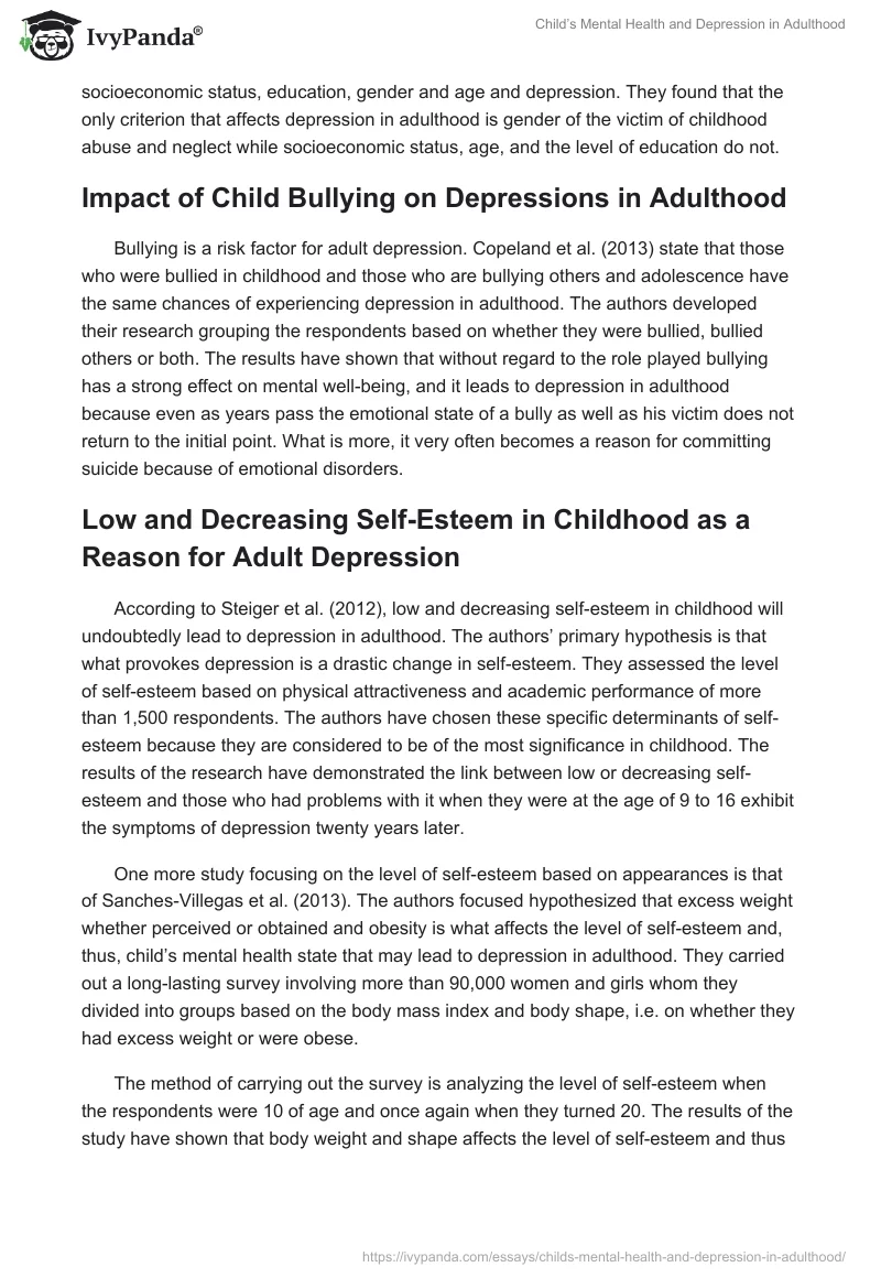 Child’s Mental Health and Depression in Adulthood. Page 4