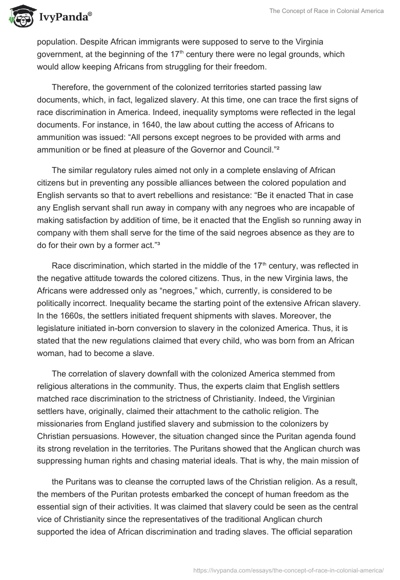 The Concept of Race in Colonial America. Page 2