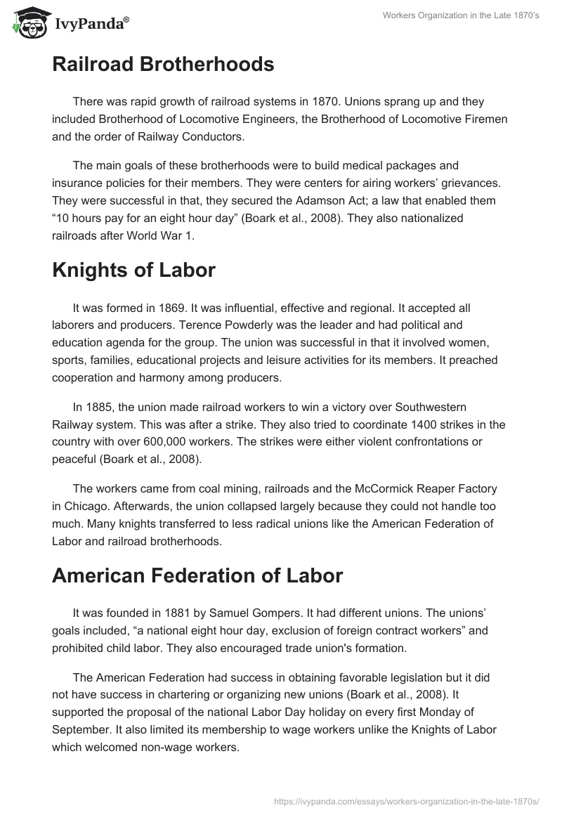 Workers Organization in the Late 1870’s. Page 2