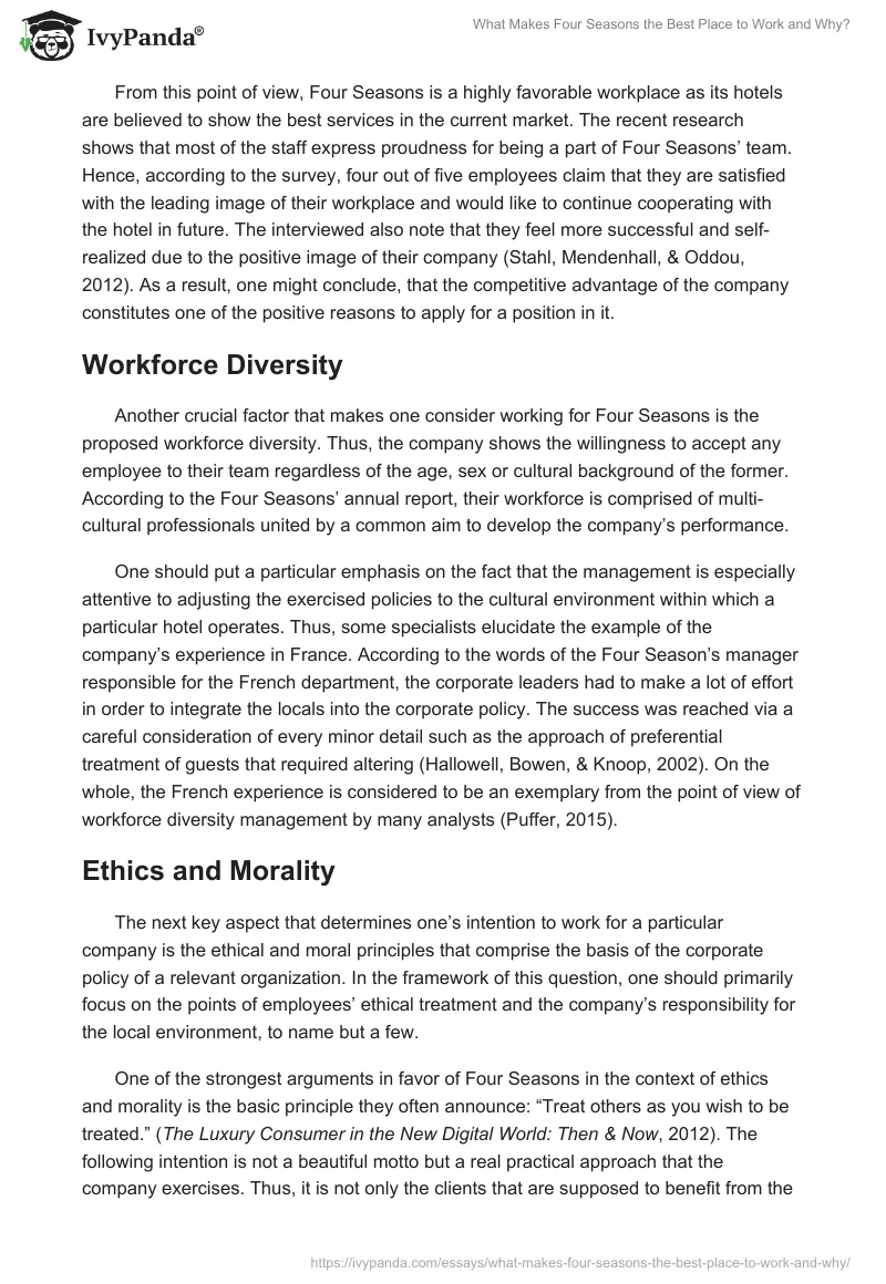 What Makes Four Seasons the Best Place to Work and Why?. Page 2
