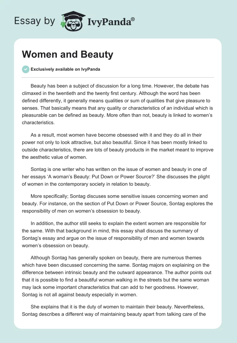 Women and Beauty. Page 1
