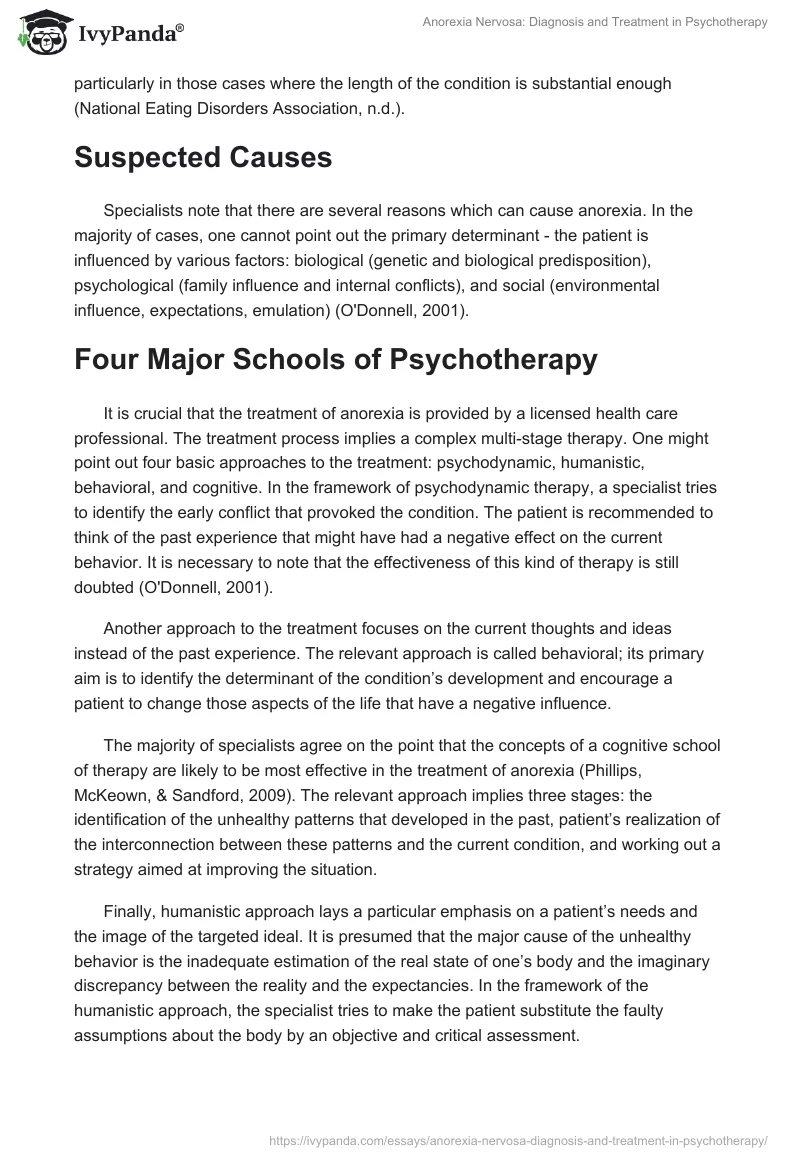 Anorexia Nervosa: Diagnosis and Treatment in Psychotherapy. Page 2