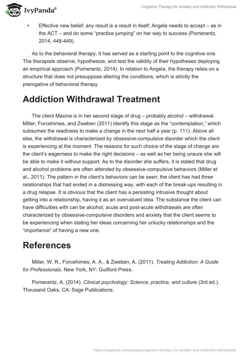 Cognitive Therapy for Anxiety and Addiction Withdrawal. Page 2