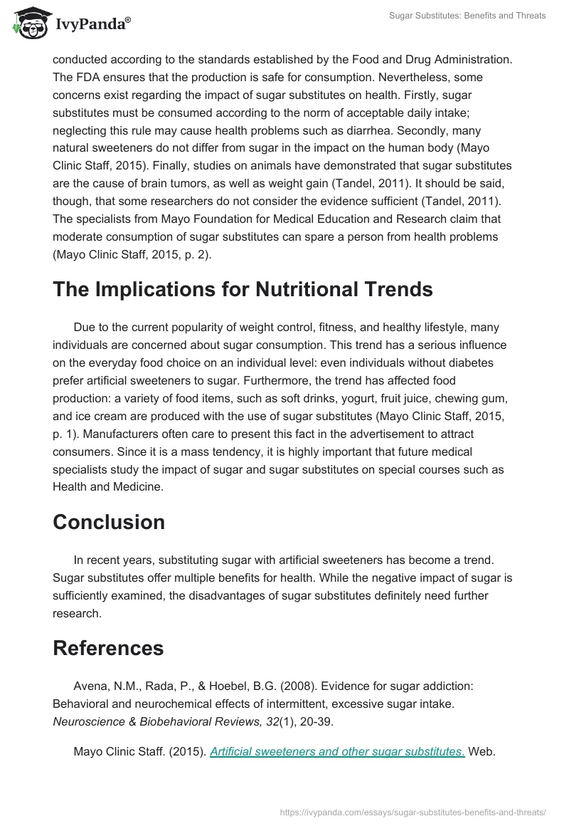 Sugar Substitutes: Benefits and Threats. Page 2
