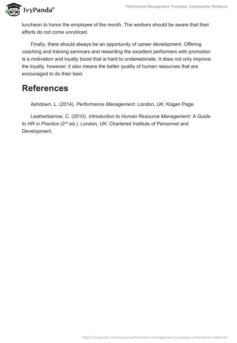 Performance Management: Purposes, Components, Relations. Page 4
