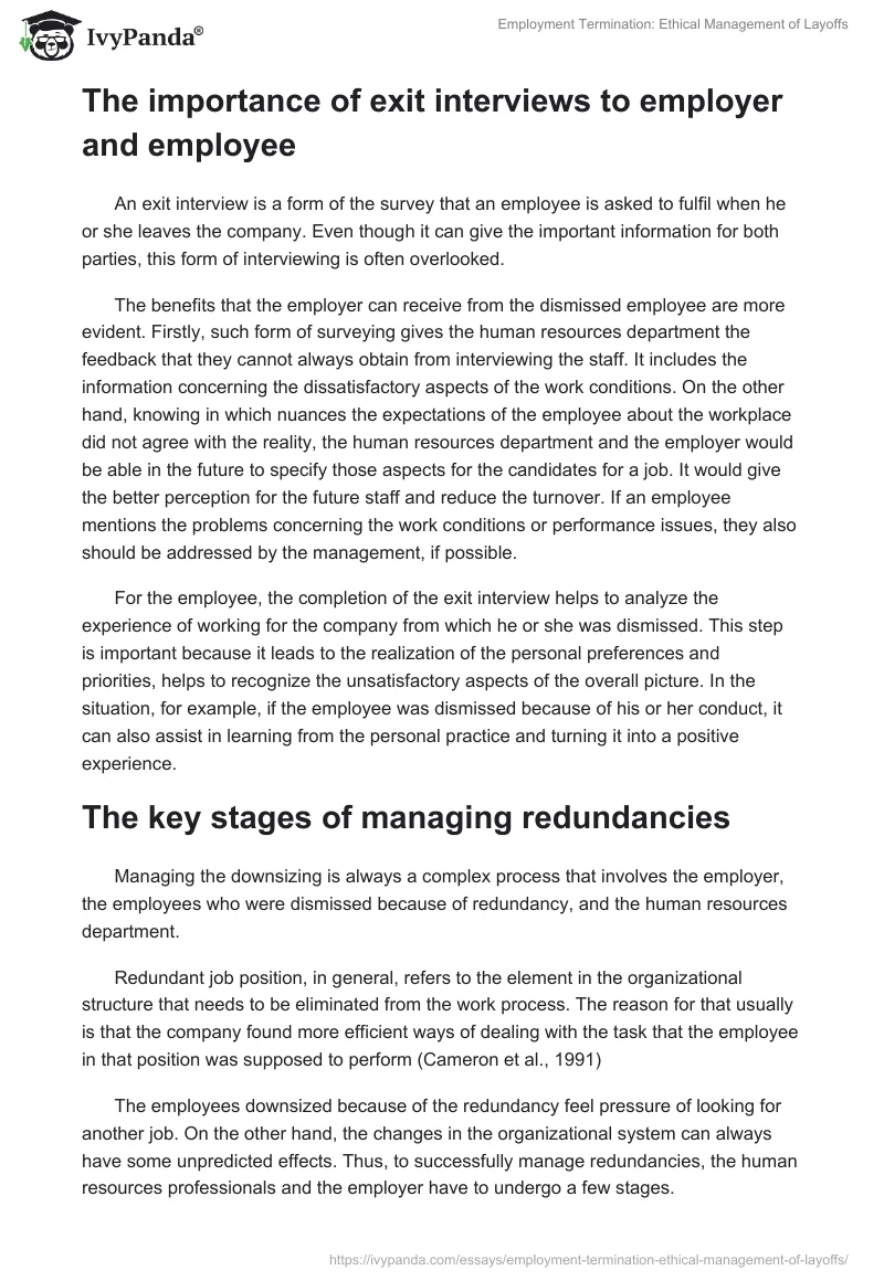 Employment Termination: Ethical Management of Layoffs. Page 2