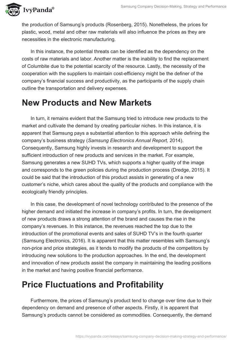 Samsung Company Decision-Making, Strategy and Performance. Page 4