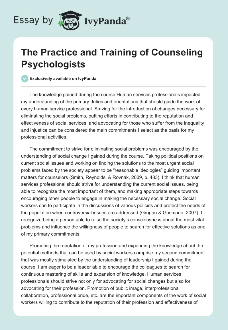 The Practice and Training of Counseling Psychologists. Page 1