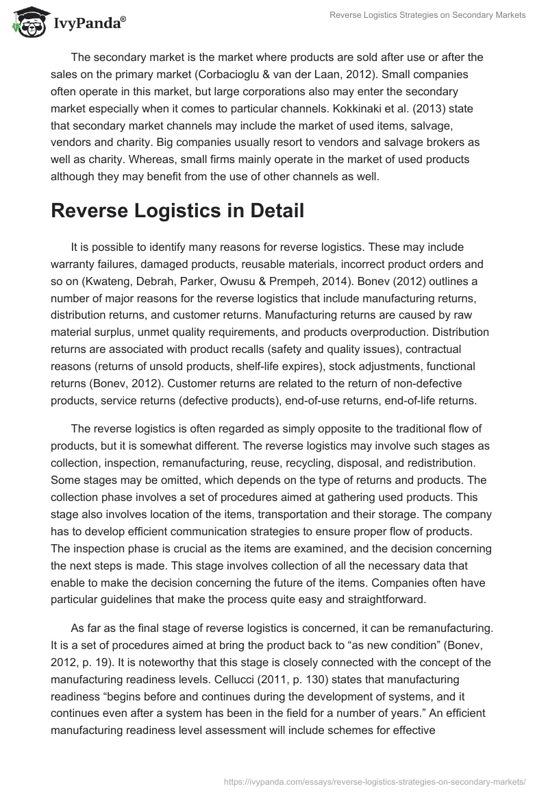 Reverse Logistics Strategies on Secondary Markets. Page 2