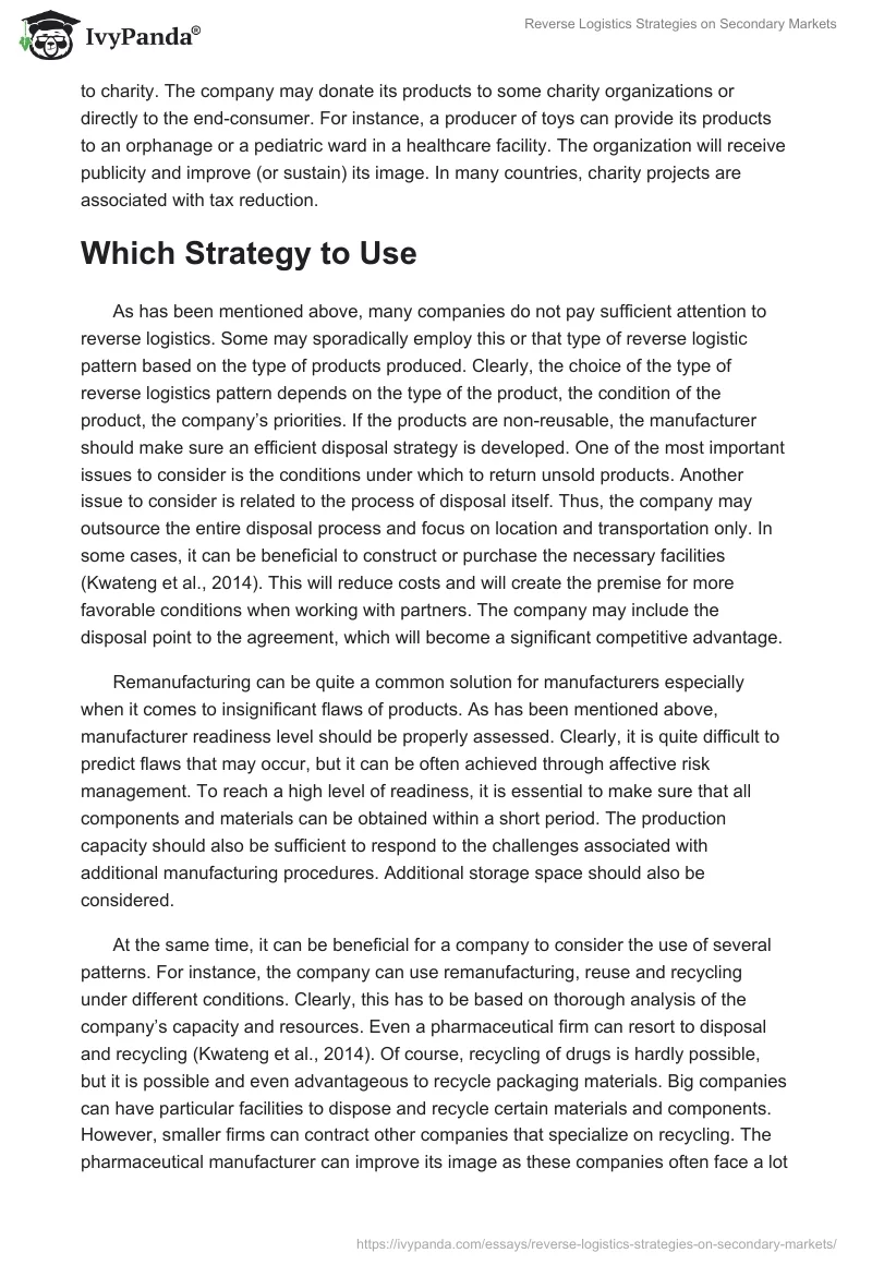 Reverse Logistics Strategies on Secondary Markets. Page 4