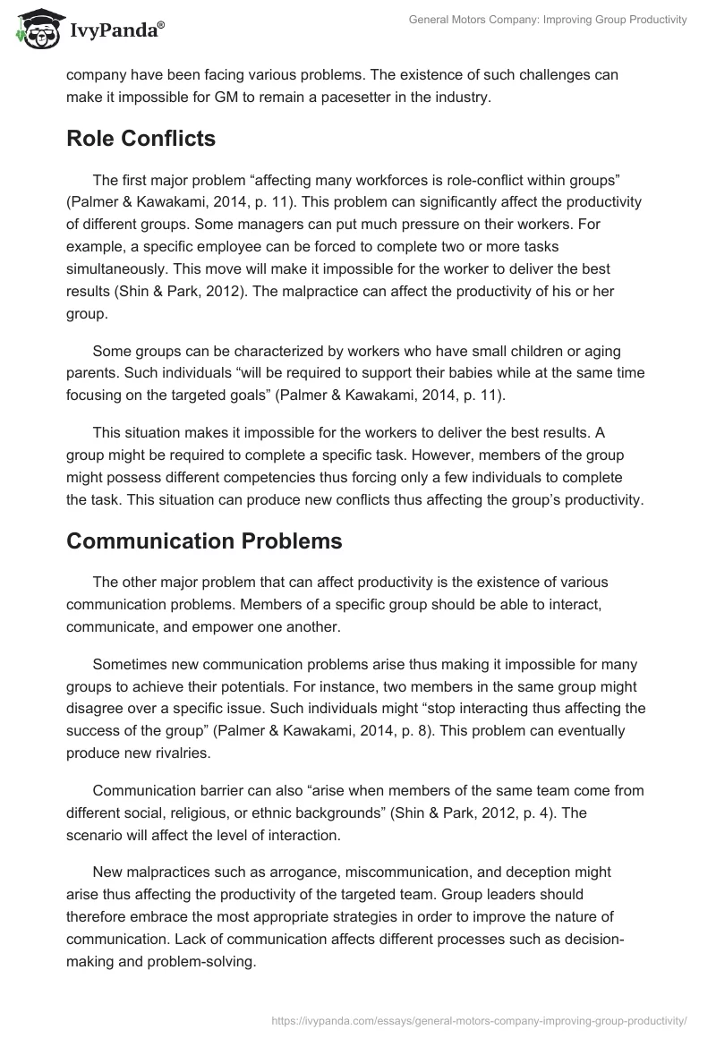 General Motors Company: Improving Group Productivity. Page 2