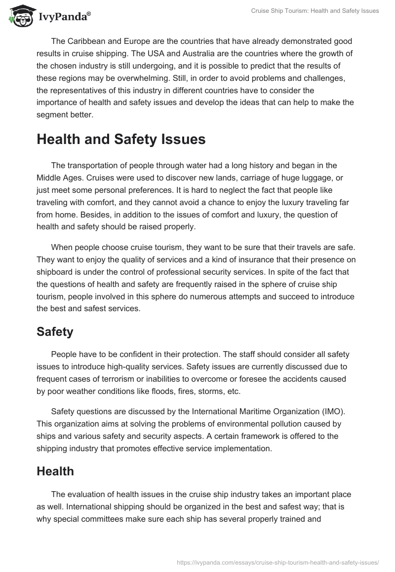 Cruise Ship Tourism: Health and Safety Issues. Page 3
