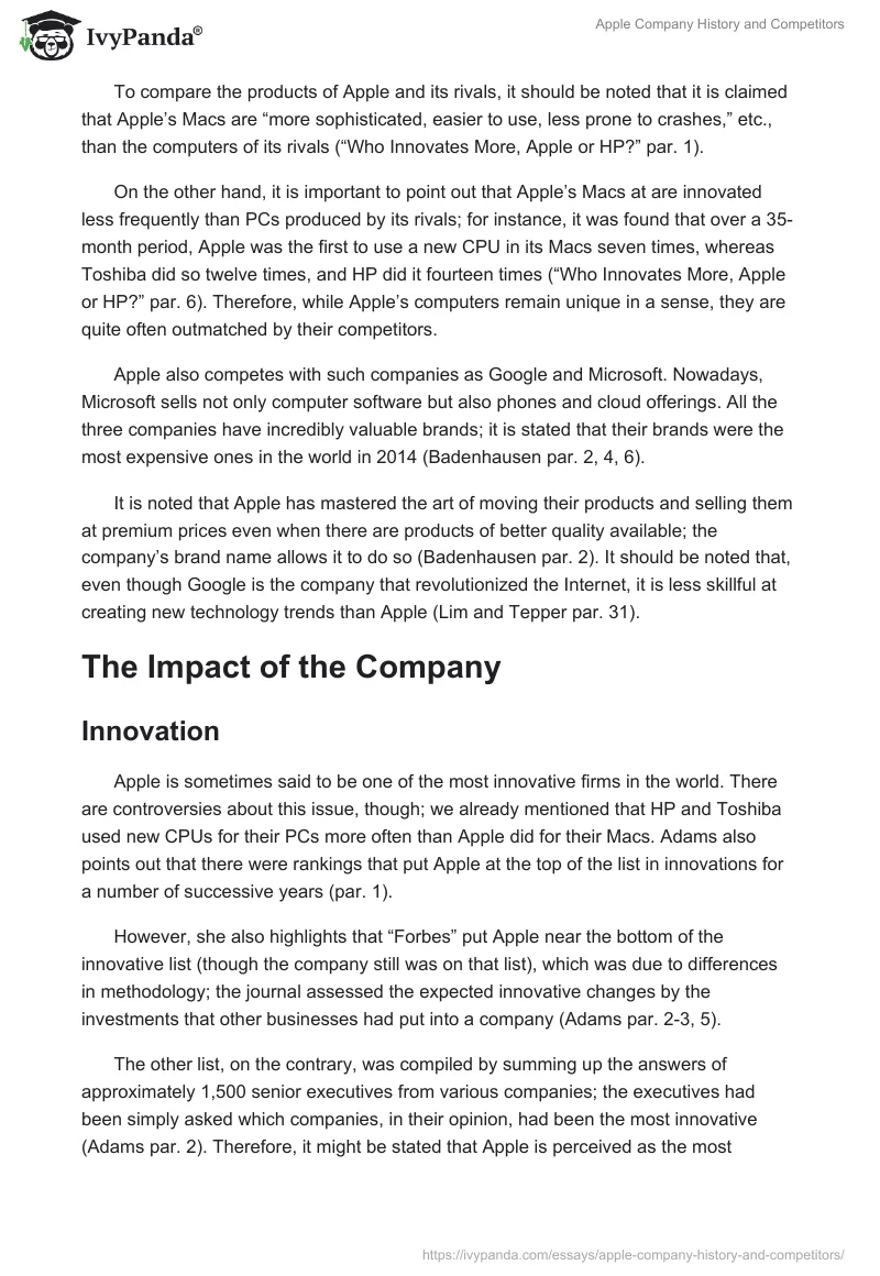 Apple Company History and Competitors. Page 3