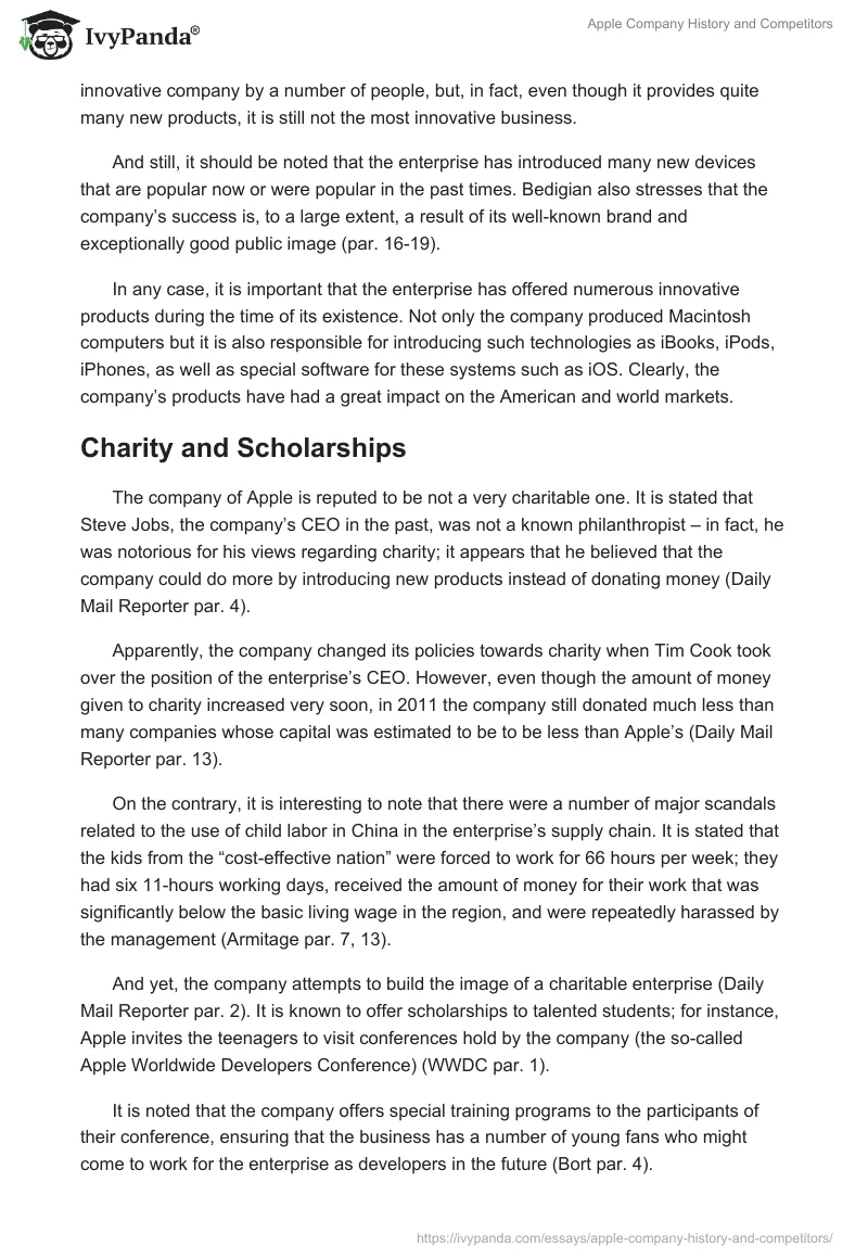 Apple Company History and Competitors. Page 4