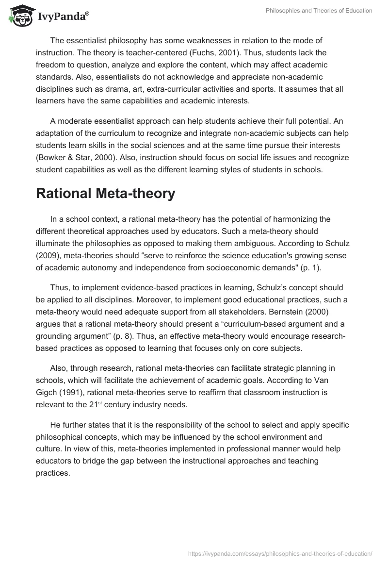 Philosophies and Theories of Education. Page 2