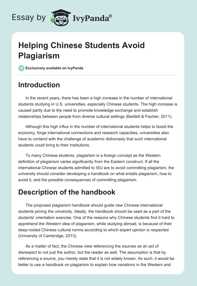 Helping Chinese Students Avoid Plagiarism. Page 1