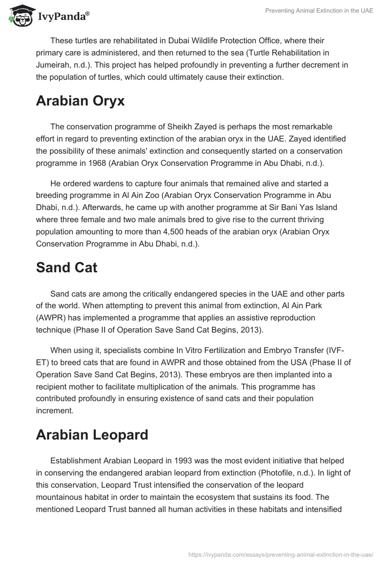 Preventing Animal Extinction in the UAE. Page 2