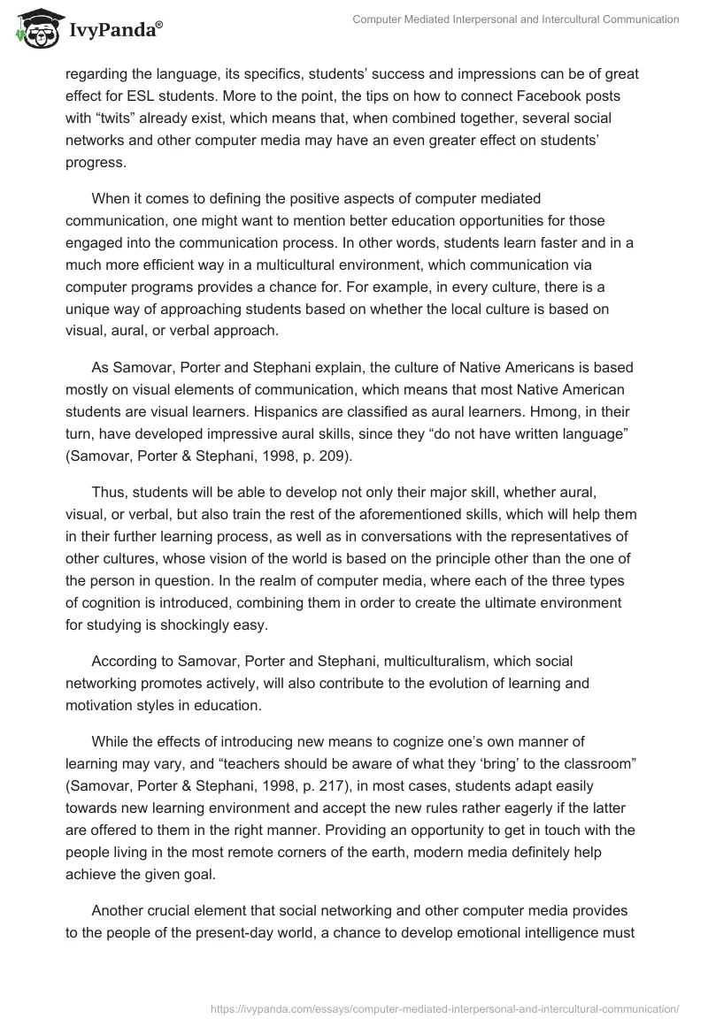 Computer Mediated Interpersonal and Intercultural Communication. Page 2