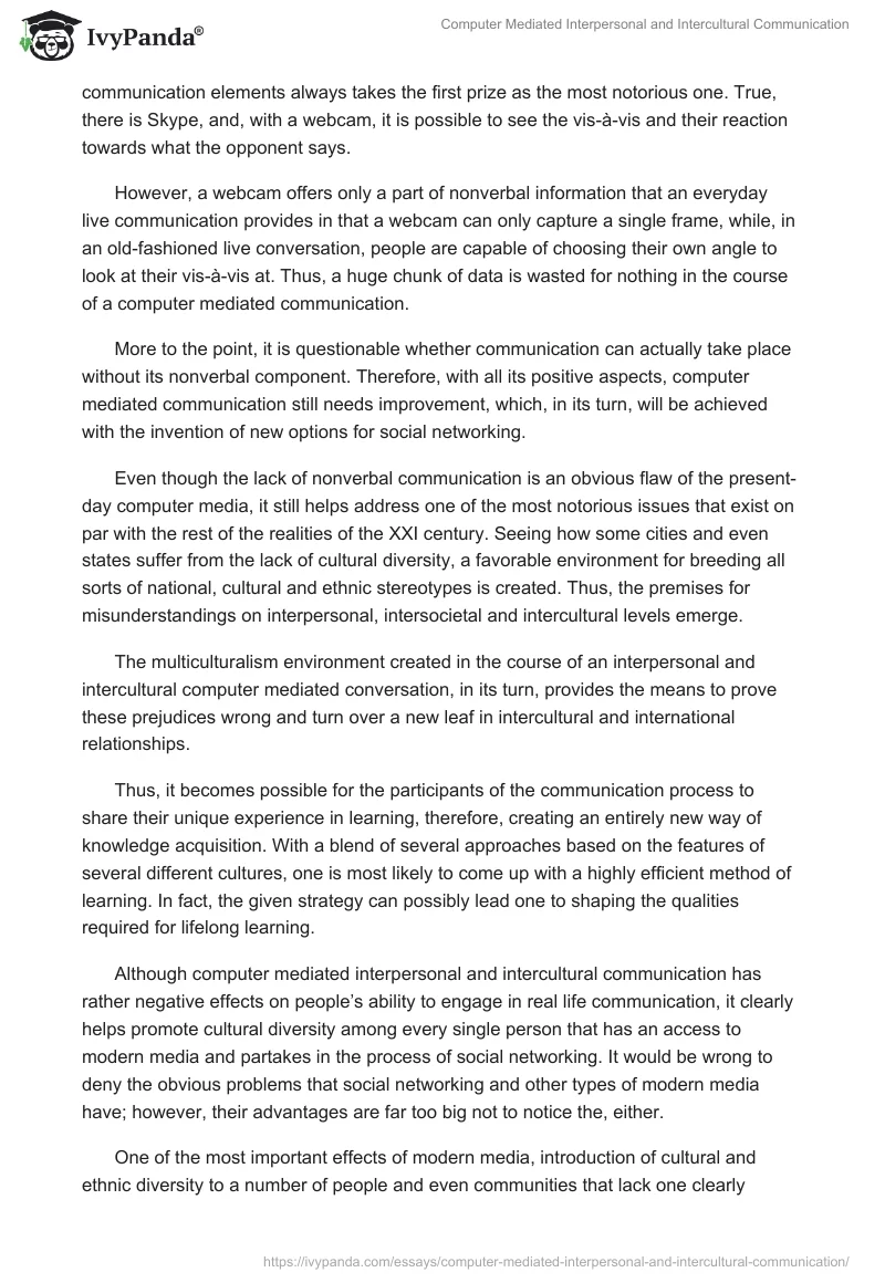 Computer Mediated Interpersonal and Intercultural Communication. Page 4