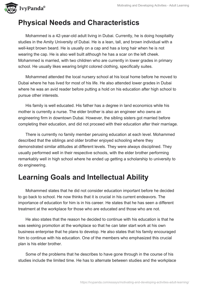 Motivating and Developing Activities - Adult Learning. Page 2