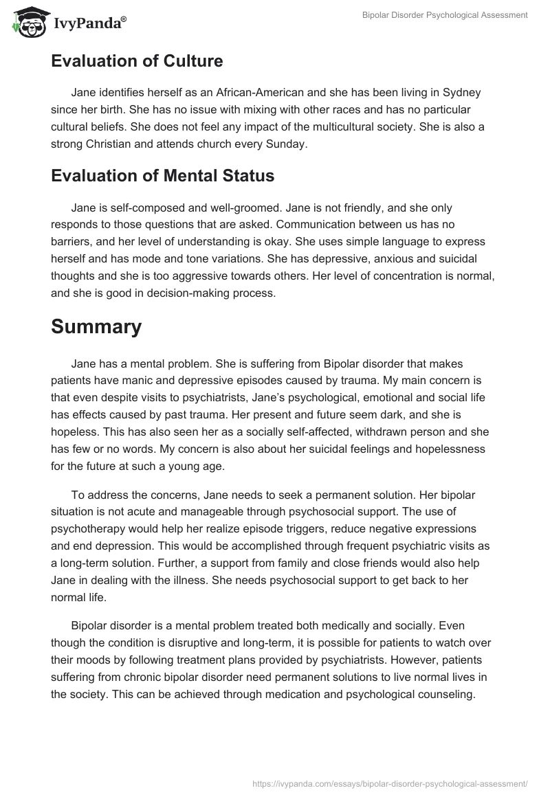 Bipolar Disorder Psychological Assessment. Page 5