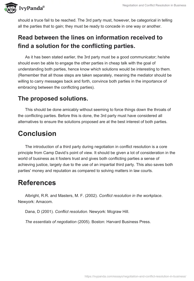 Negotiation and Conflict Resolution in Business. Page 3