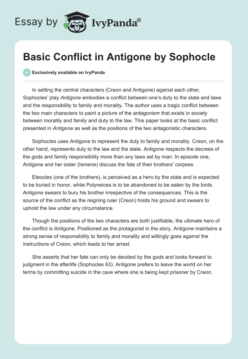 Basic Conflict in Antigone by Sophocle. Page 1