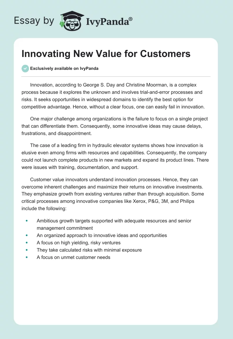 Innovating New Value for Customers. Page 1