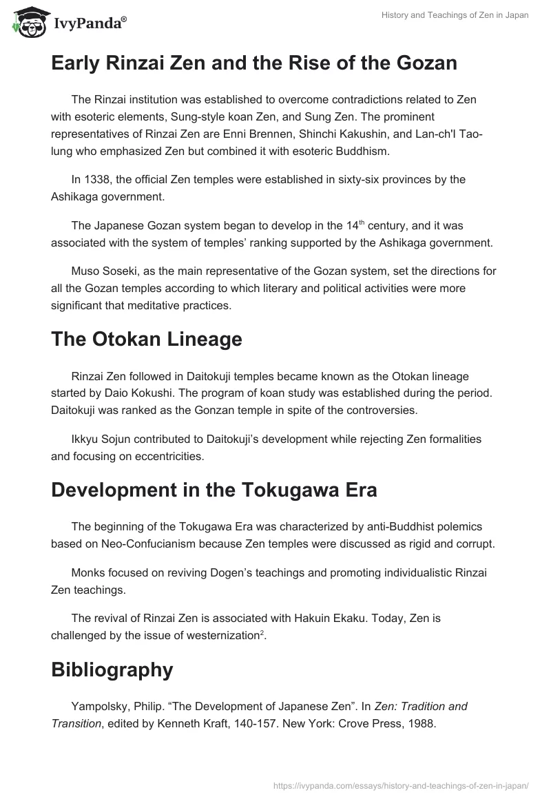 History and Teachings of Zen in Japan. Page 2