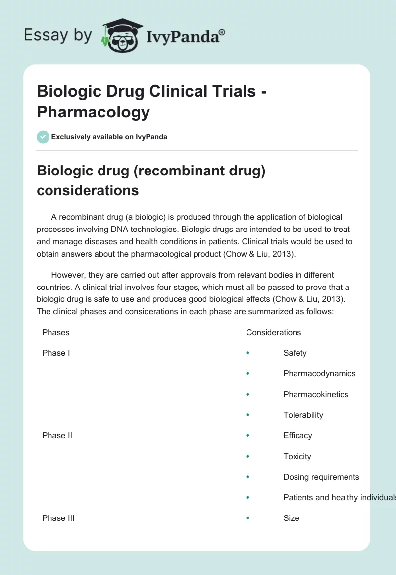 Biologic Drug Clinical Trials - Pharmacology. Page 1