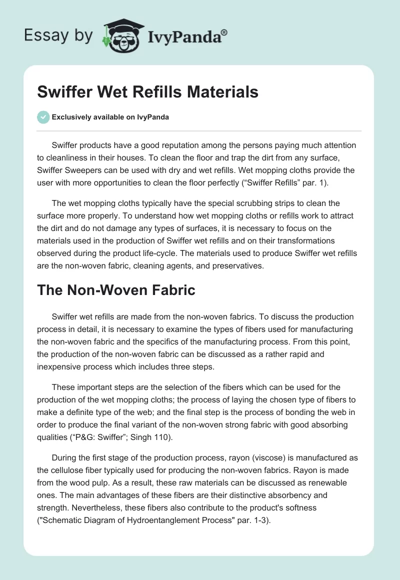Swiffer Wet Refills Materials. Page 1