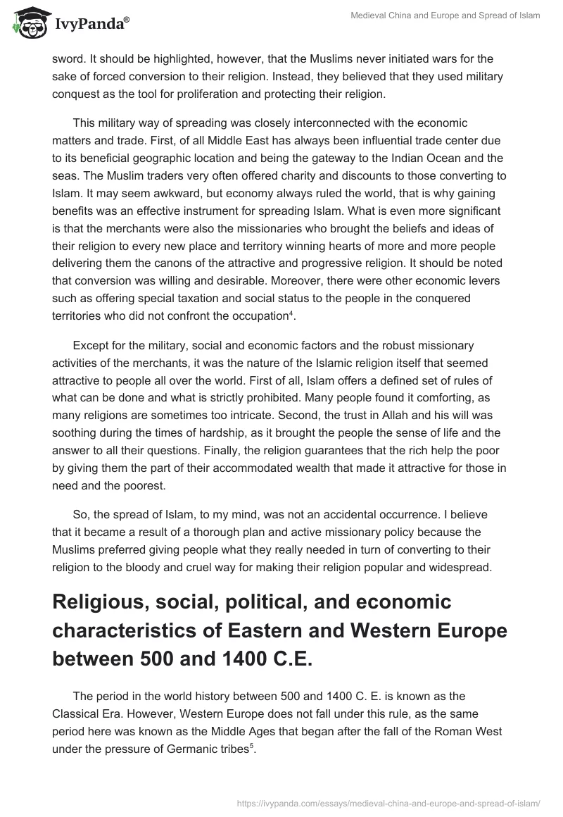 Medieval China and Europe and Spread of Islam. Page 3