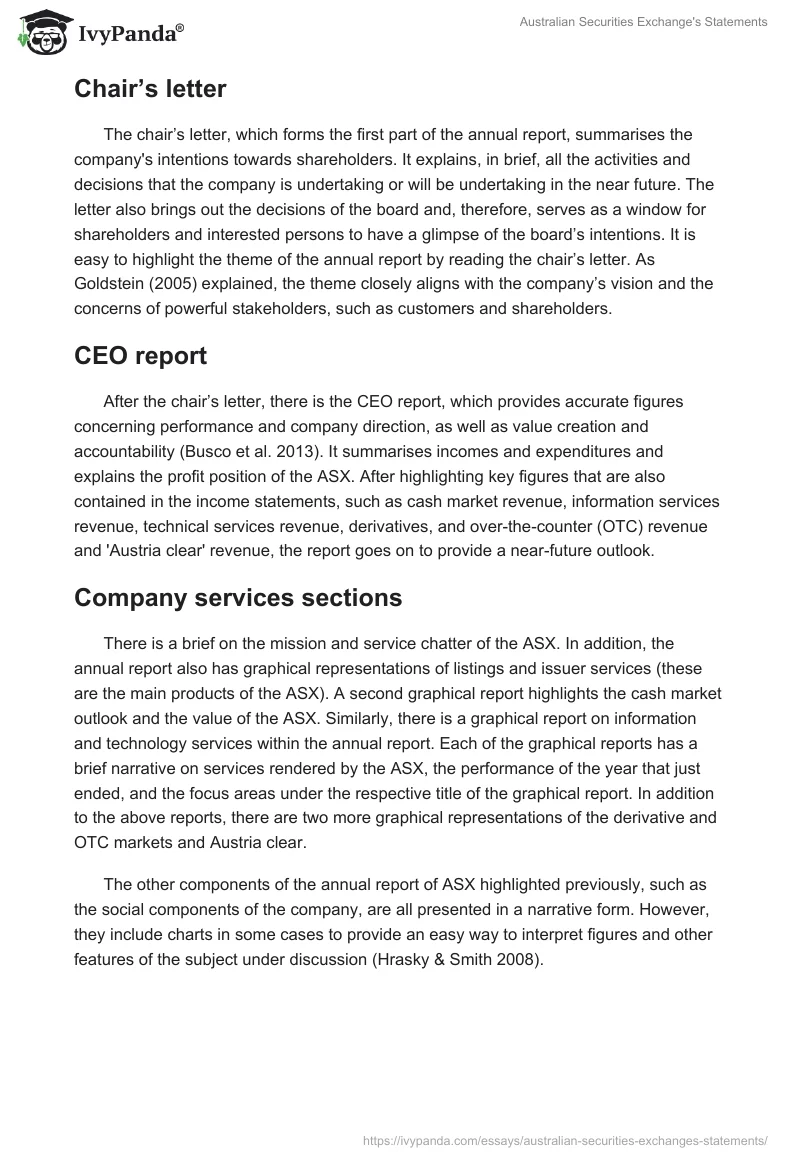 Australian Securities Exchange's Statements. Page 3