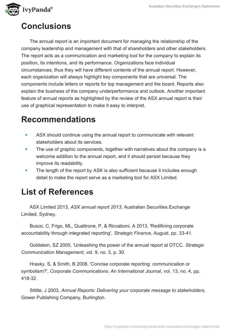 Australian Securities Exchange's Statements. Page 4