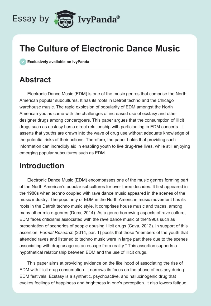 The Culture of Electronic Dance Music. Page 1
