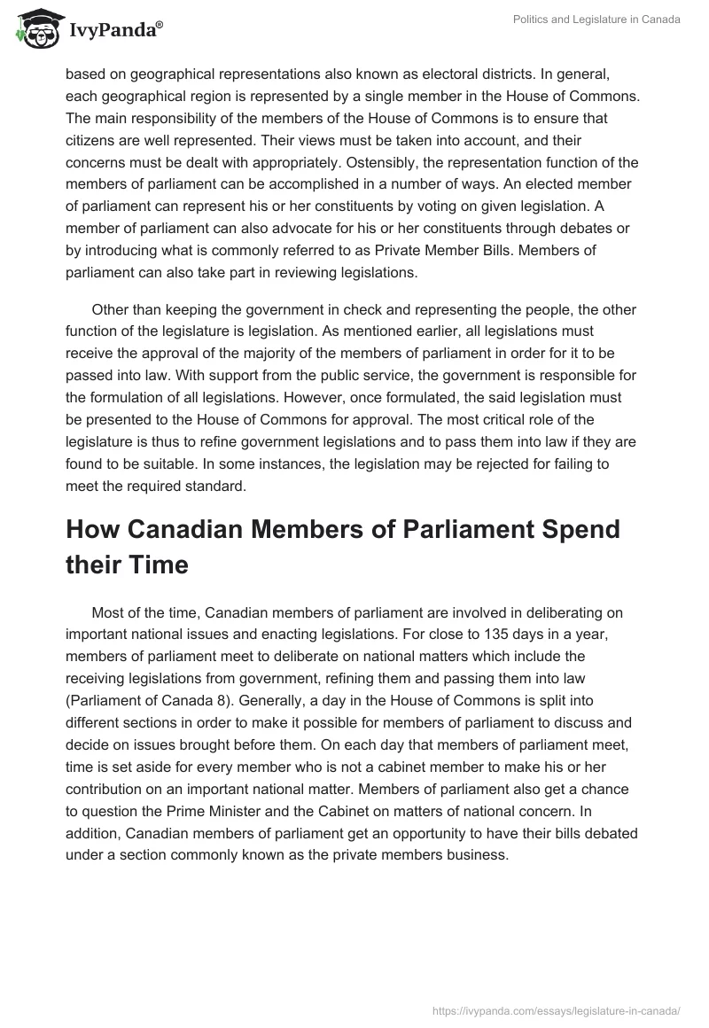 Politics and Legislature in Canada. Page 3