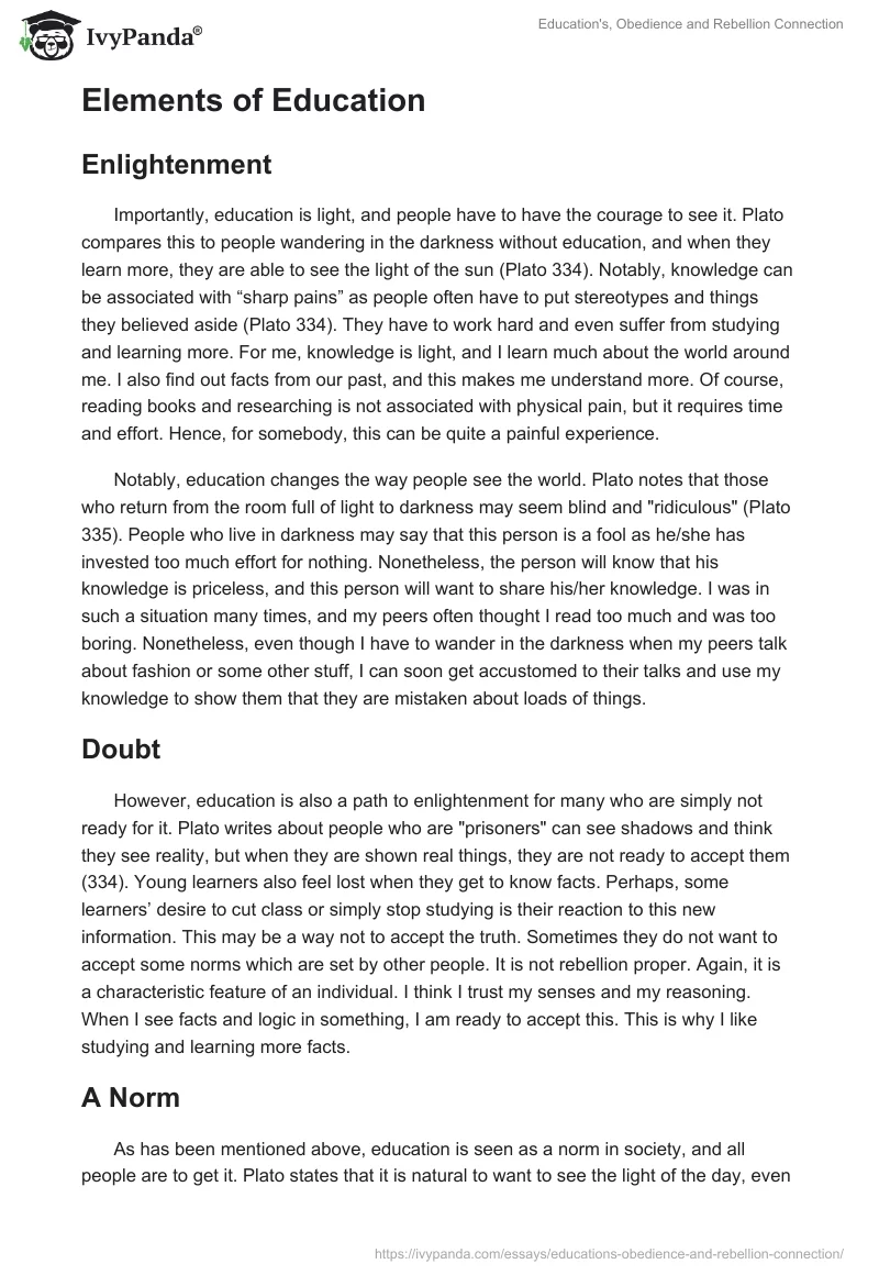 Education's, Obedience and Rebellion Connection. Page 2