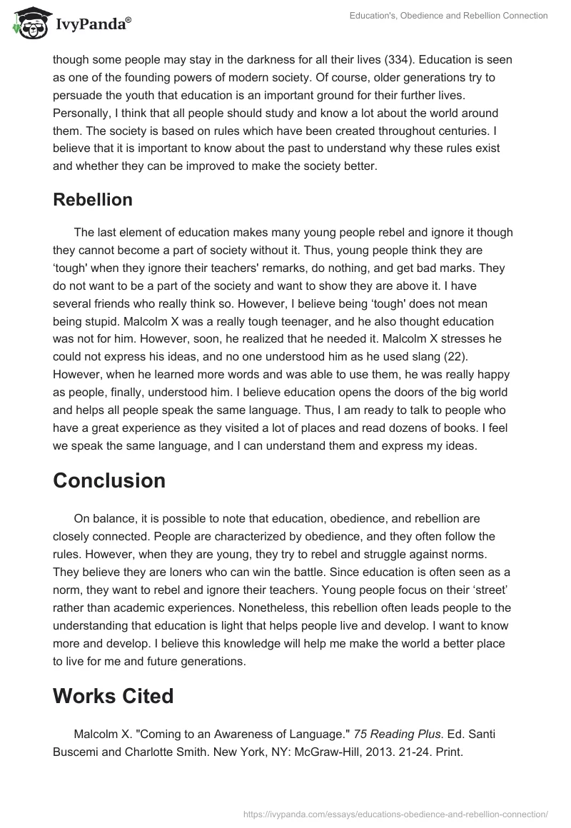 Education's, Obedience and Rebellion Connection. Page 3