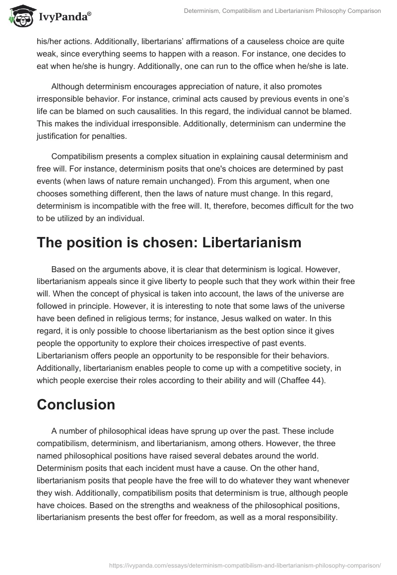 Determinism, Compatibilism and Libertarianism Philosophy Comparison. Page 4