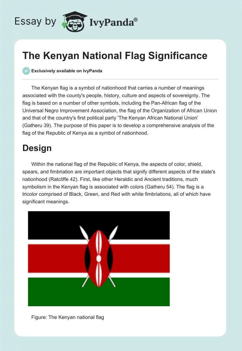 The Kenyan National Flag Significance. Page 1