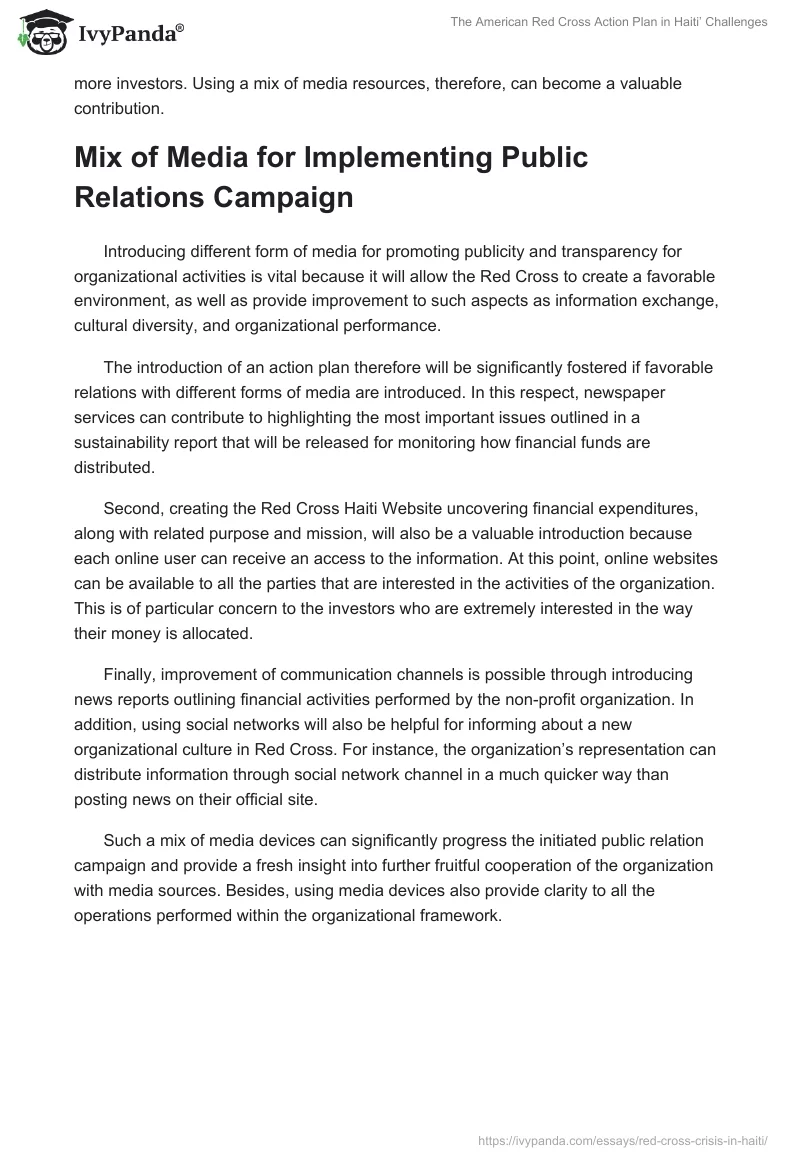 The American Red Cross Action Plan in Haiti’ Challenges. Page 2