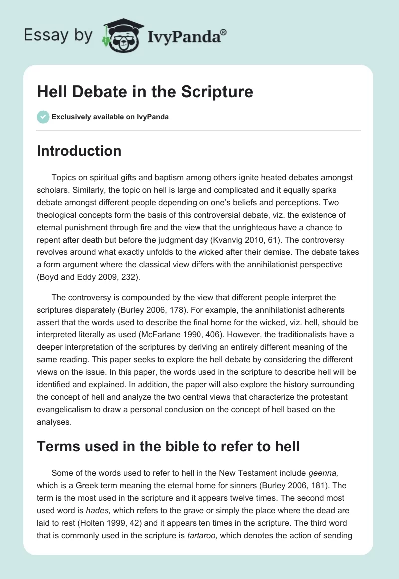 Hell Debate in the Scripture. Page 1