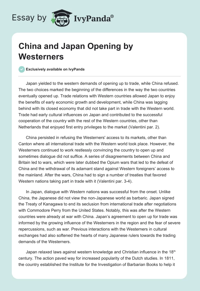 China and Japan Opening by Westerners. Page 1