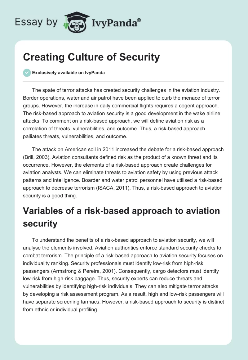 Creating Culture of Security. Page 1