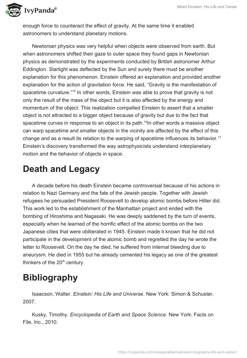 Albert Einstein, His Life and Career. Page 3